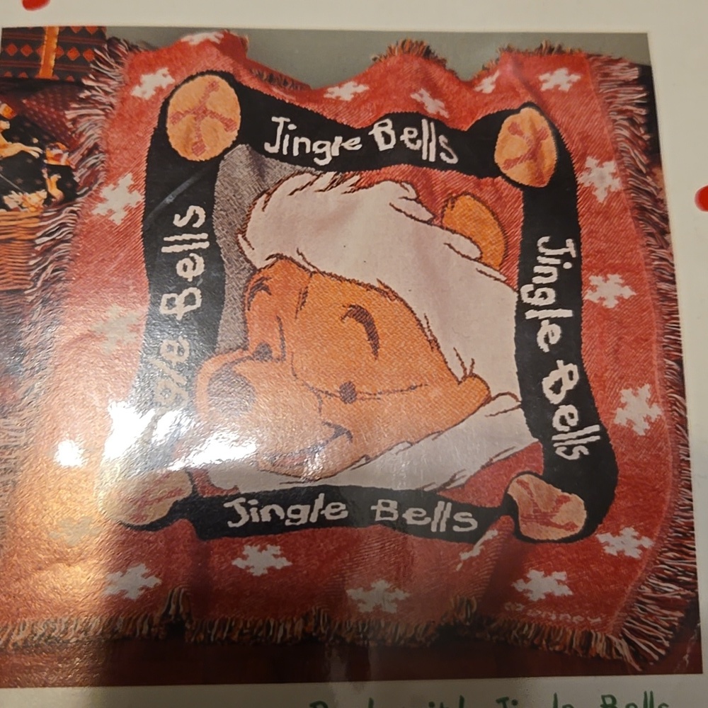 NEW Vintage Christmas Pooh Jacquard Baby Blanket